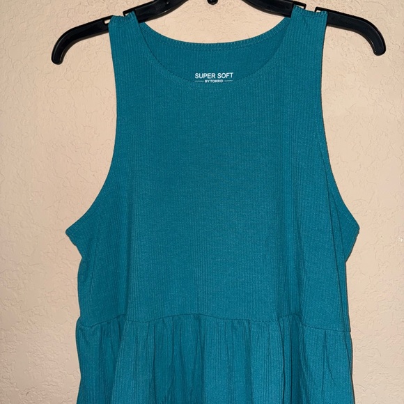 Torrid Super Soft Rib Knit Teal Sleeveless Women's Top- Super Adorable - Picture 2 of 5